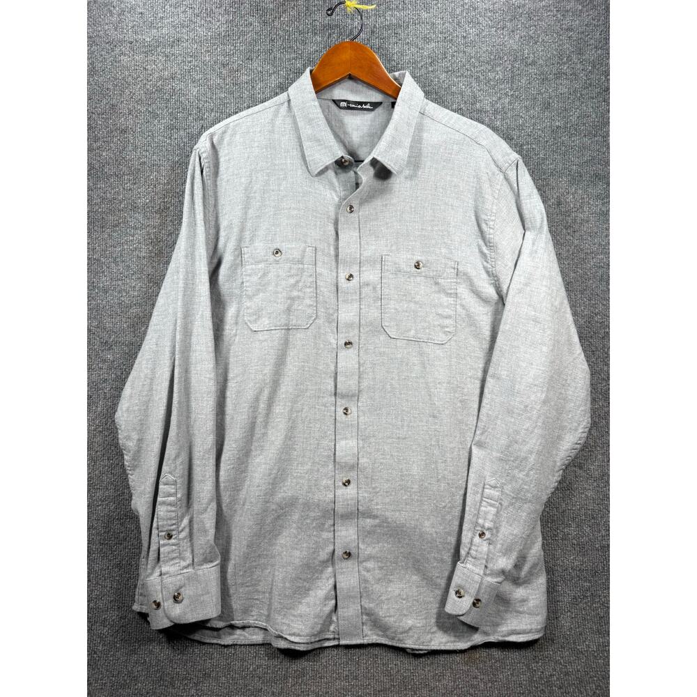 Travis Mathews Cloud Flannel Button Up Shirt Men's XL Gray Long Sleeve Golf